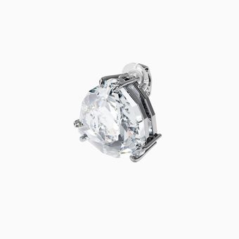 Mesmera clip earring, Single, Triangle cut crystal, White, Rhodium plated